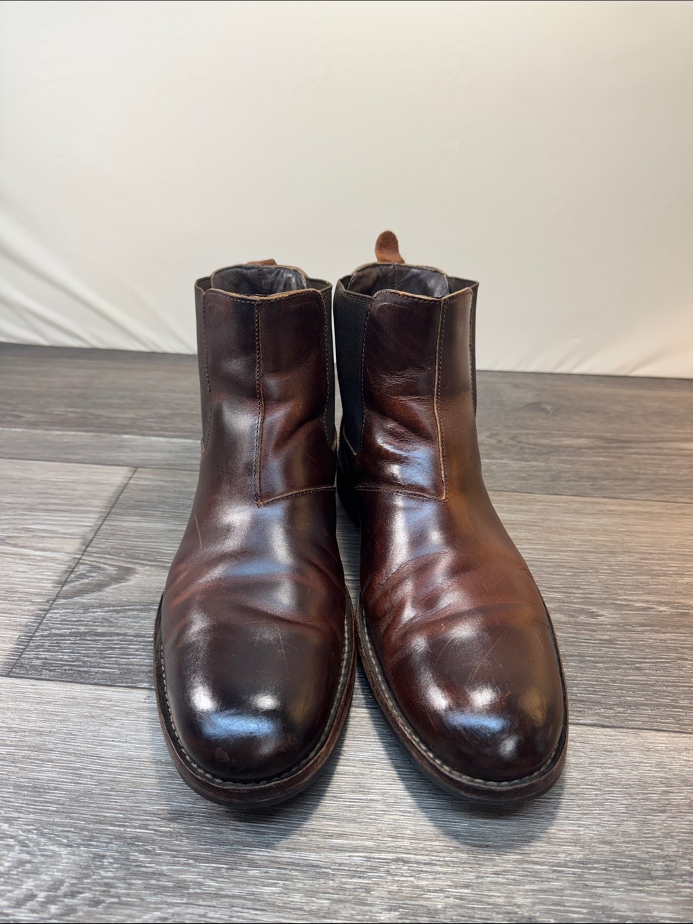 Men's Brown Leather Chelsea Boots Sz 9 (h42) - Picture 1 of 10